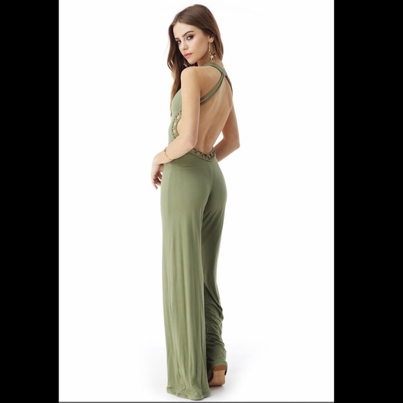 Luxurious Jumpsuit Romper Sexy Green Color In Bag Fits Sizes Small 4 5 6 - Picture 2 of 6